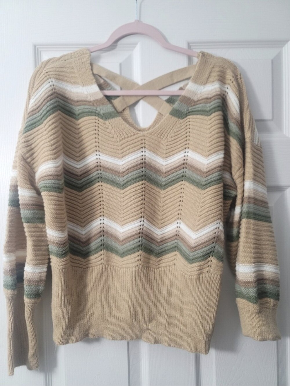 Super Cute Tan Stripped Sweater For Sale